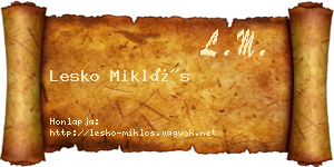 Lesko Miklós névjegykártya